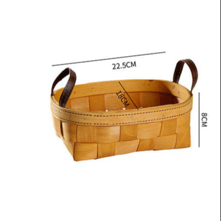 Multi-Purpose Natural Finish Handwoven Wooden Storage Basket