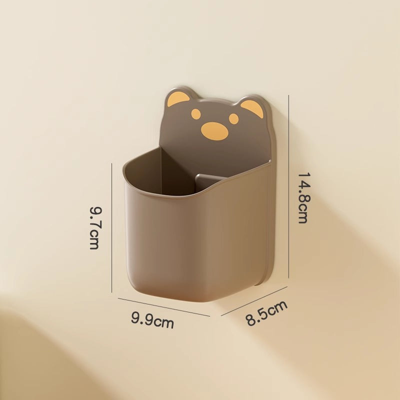 Cute Bear Wall Mounted Storage Organizer Box with Drainage Hole