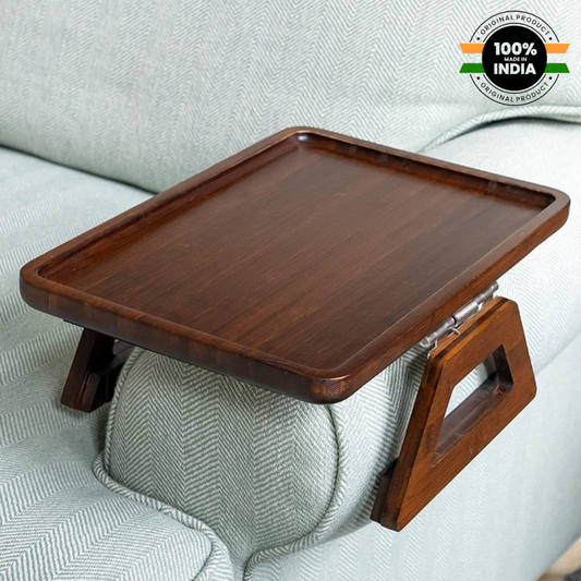 Elegant Bamboo Wooden Foldable Sofa Tray Natural Finish