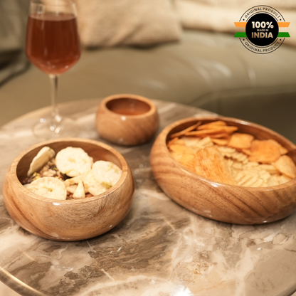 Premium Quality Beautiful Design Akasia Wooden Bowls for Modern Kitchen Storage Use
