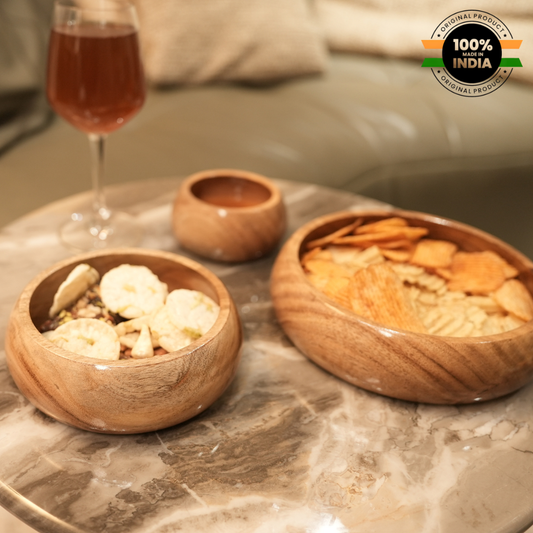 Premium Quality Beautiful Design Akasia Wooden Bowls for Modern Kitchen Storage Use