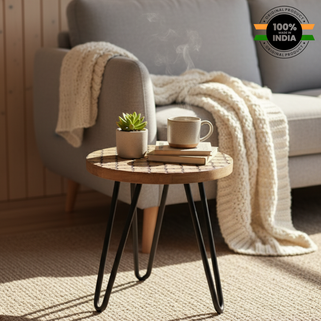 Wooden Plant Stand with Resin Top Decorative Pot Holder