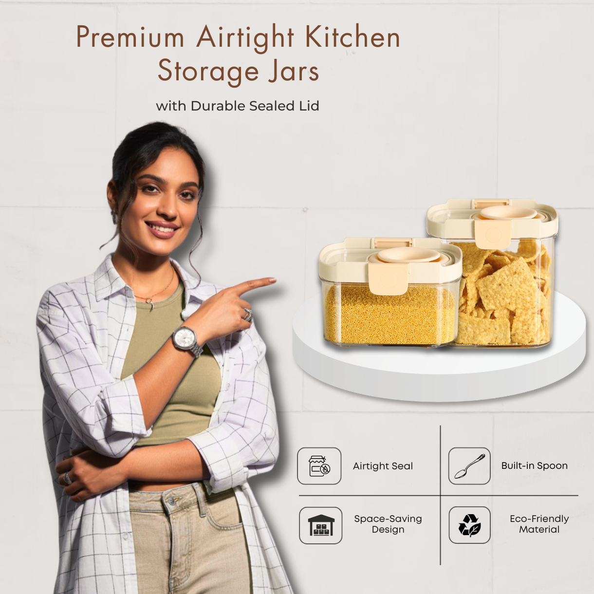 Premium Airtight Kitchen Storage Jars with Durable Sealed Lid