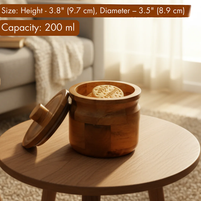 Premium Multi-Purpose Akasia Wooden Cookie Jar - 200ml Capacity