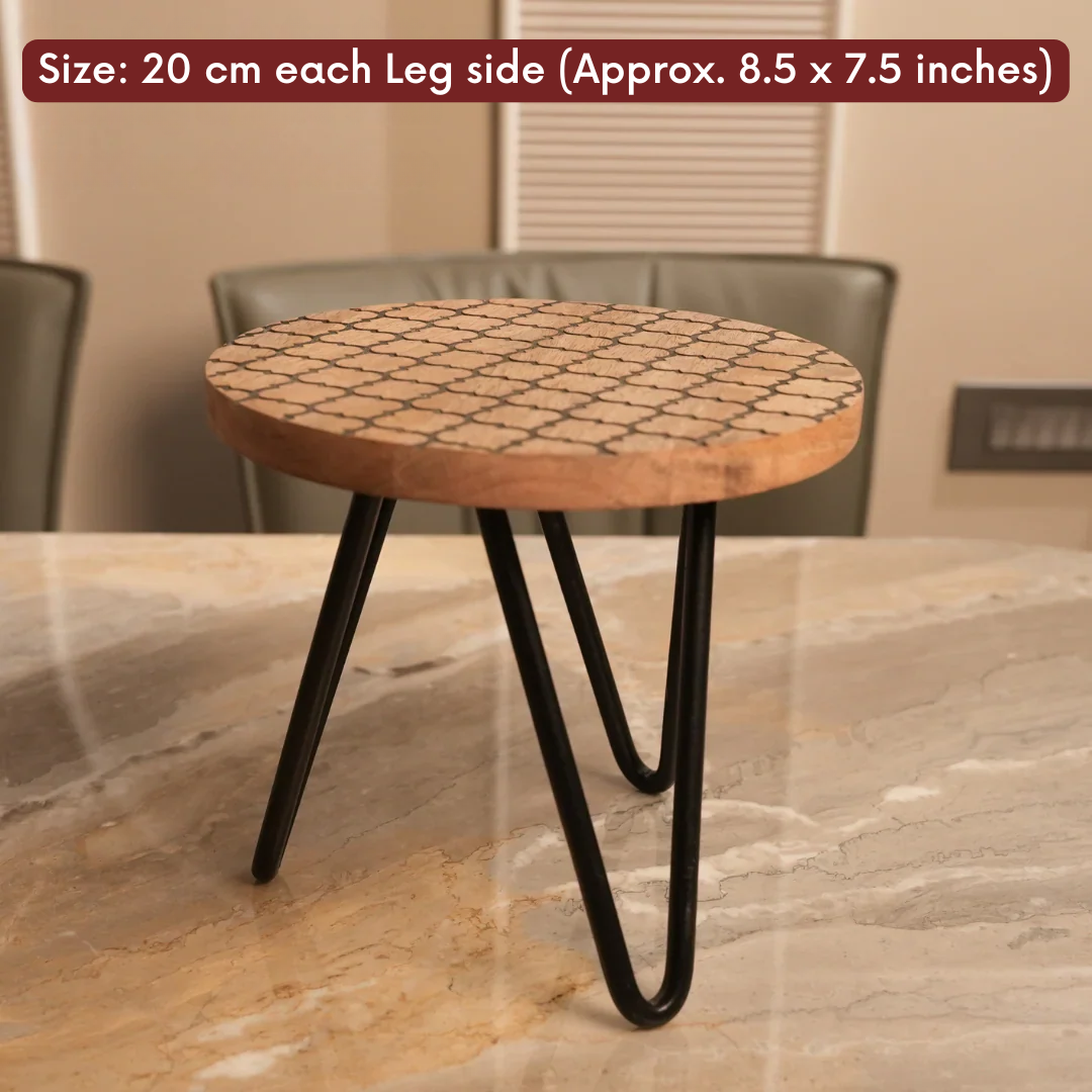 Wooden Plant Stand with Resin Top Decorative Pot Holder