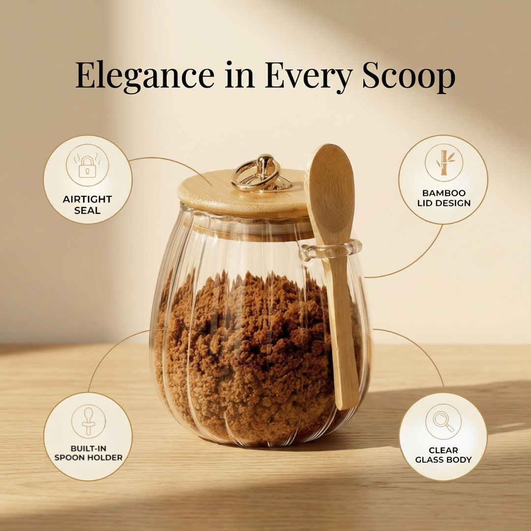 Elegant Airtight Glass Storage Jar with Bamboo Lid
