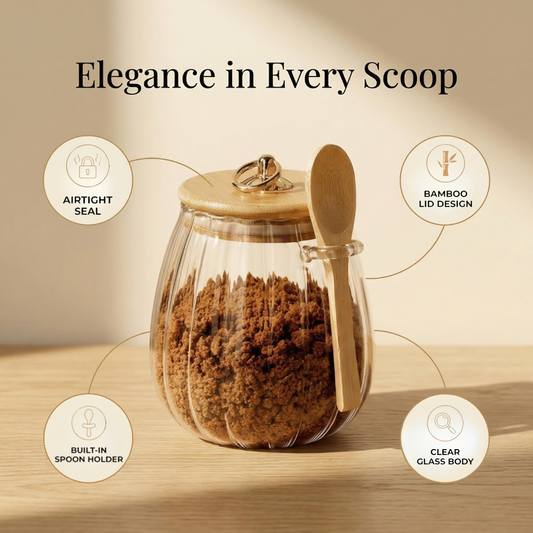 Elegant Airtight Glass Storage Jar with Bamboo Lid