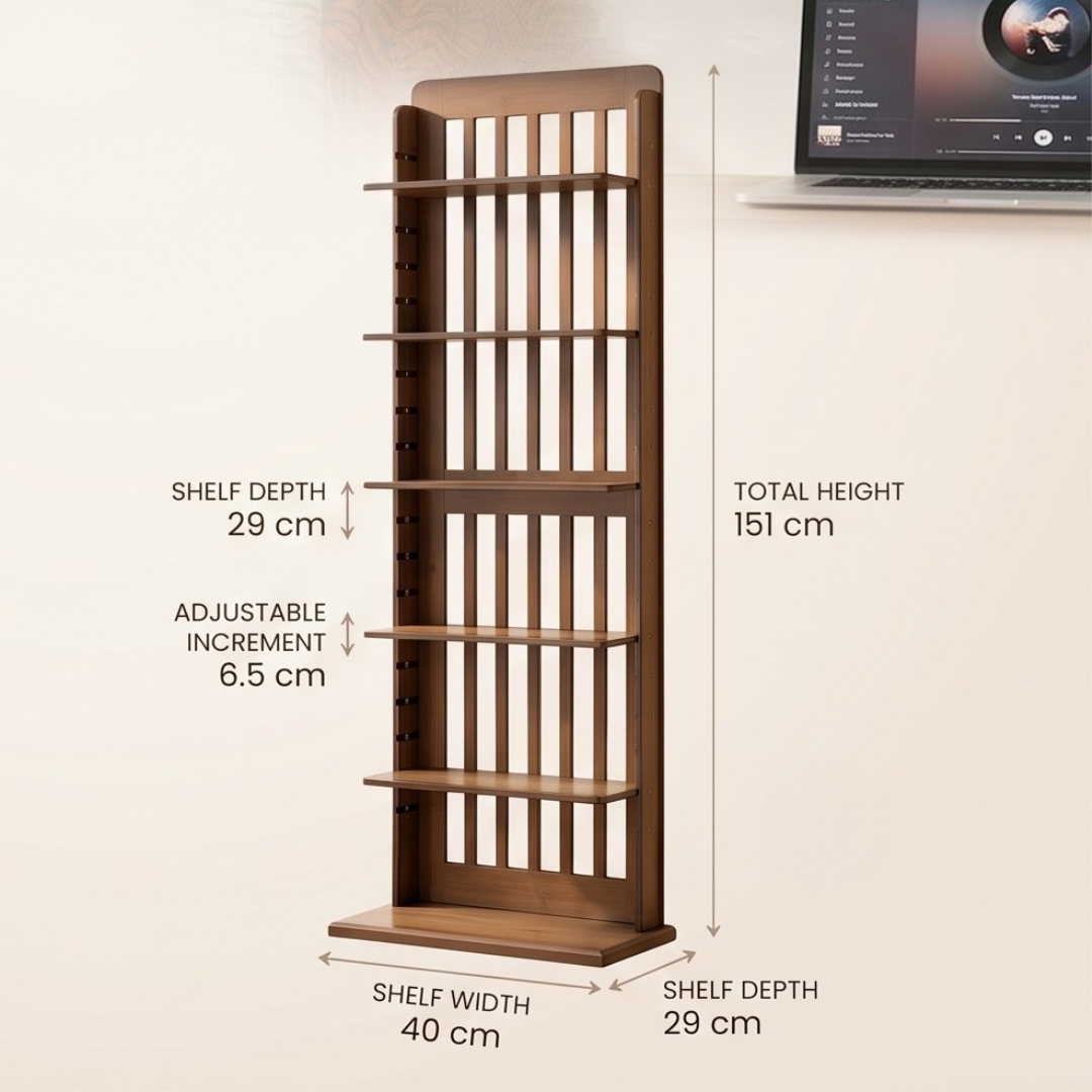 Open Shelves Adjustable Bamboo Storage Rack