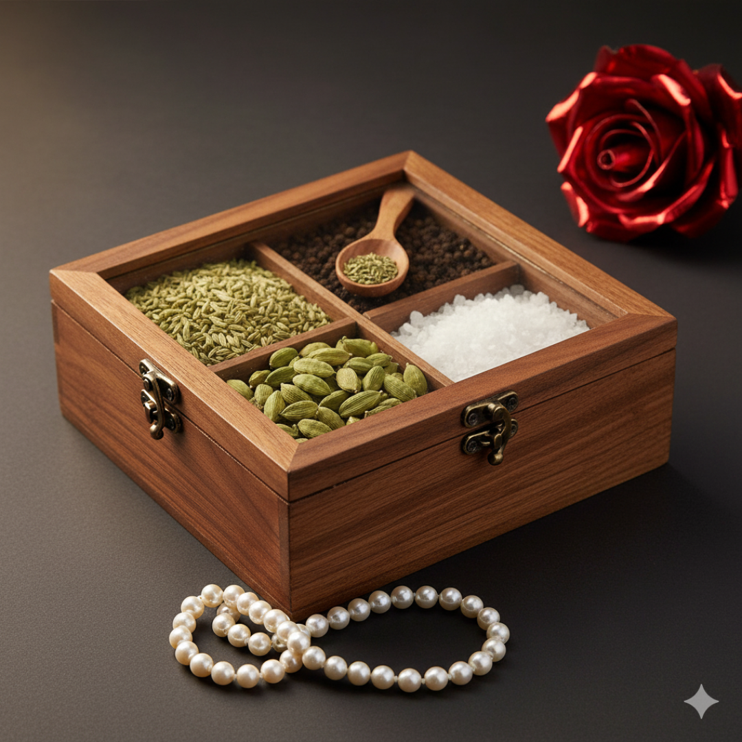 Premium Akasia Wood Glass Top Storage Boxes with Lid