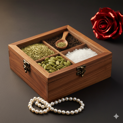 Premium Akasia Wood Glass Top Storage Boxes with Lid