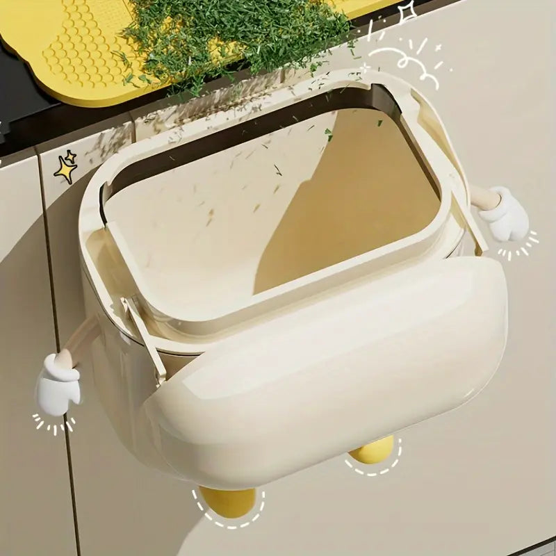 Durable PP Wall-Mounted Waste Bin with Odor-Sealing Lid
