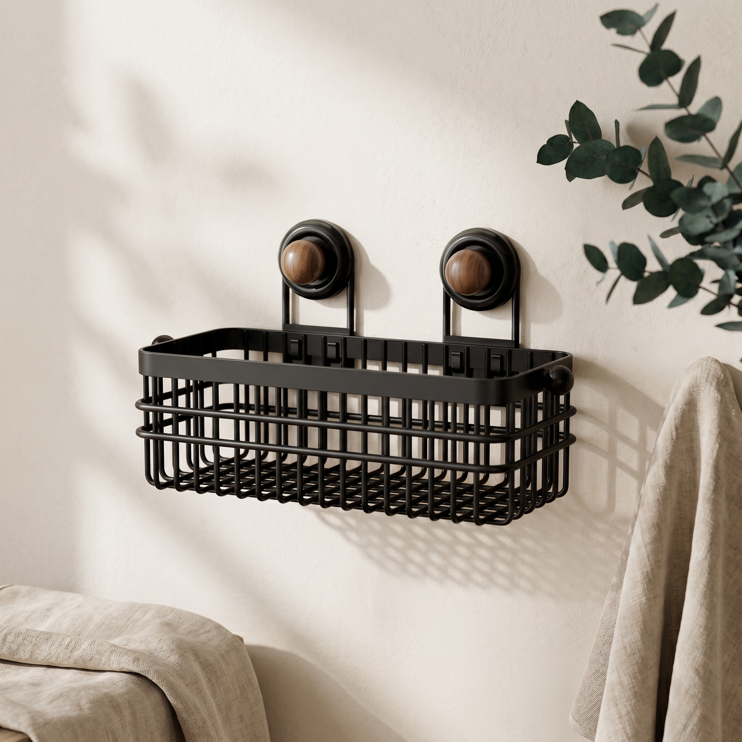 Multi Functional Wall Mounted Metal Storage Basket with Suction Cups