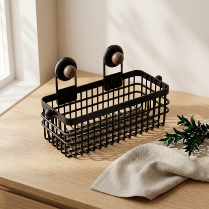 Multi Functional Wall Mounted Metal Storage Basket with Suction Cups