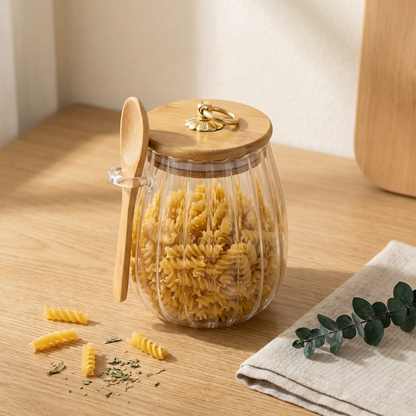 Elegant Airtight Glass Storage Jar with Bamboo Lid