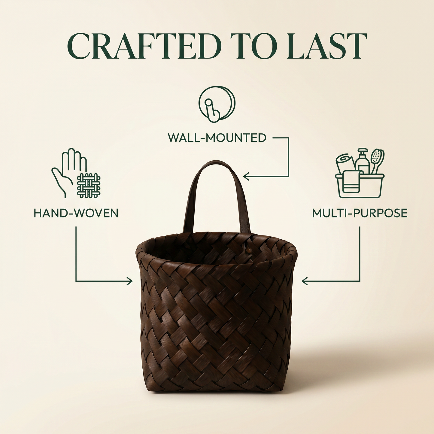 Multi-Purpose Rustic Woven Wall Hanging Storage Basket