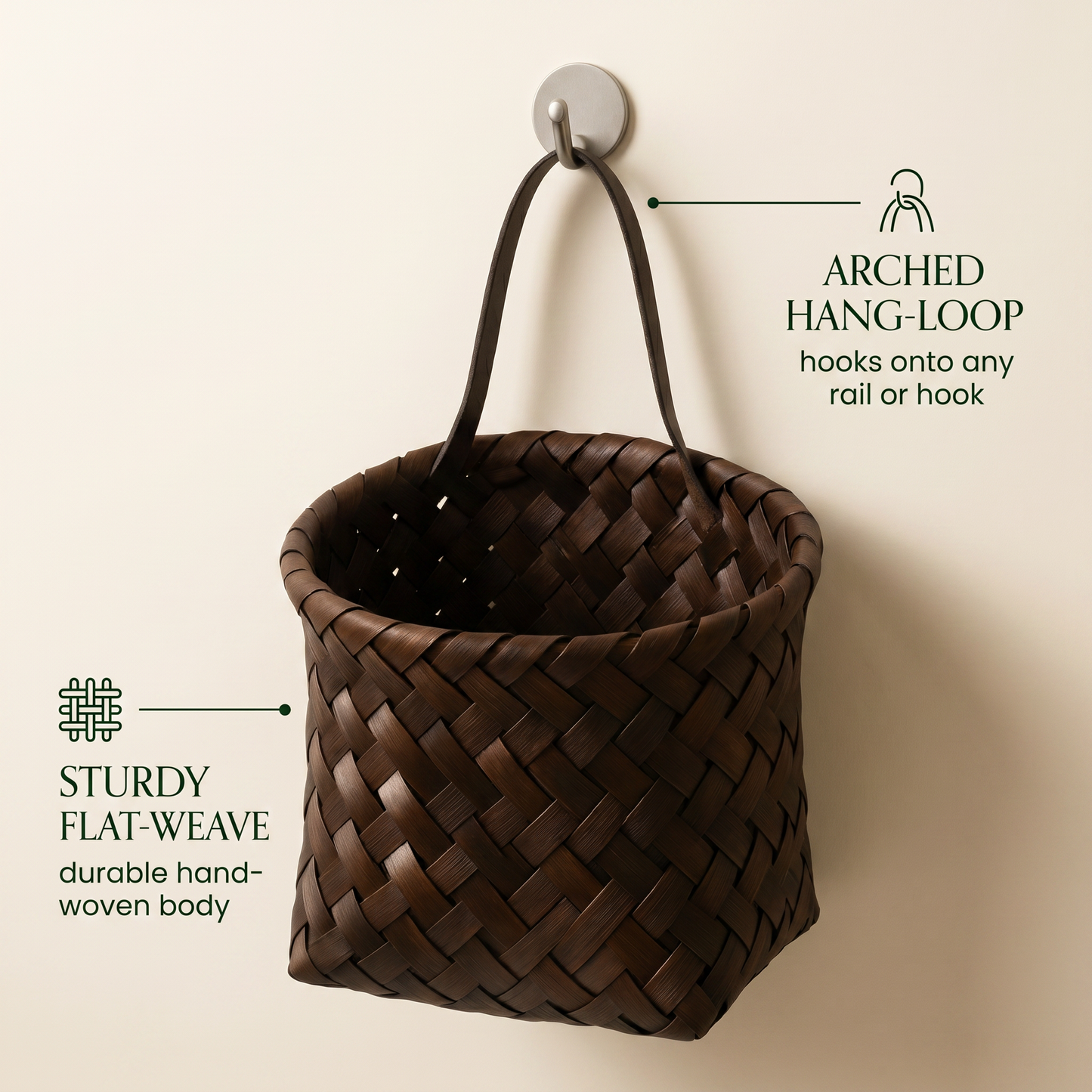 Multi-Purpose Rustic Woven Wall Hanging Storage Basket