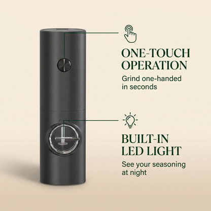 One-Touch Adjustable Spice Grinder with LED Light