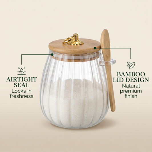 Elegant Airtight Glass Storage Jar with Bamboo Lid