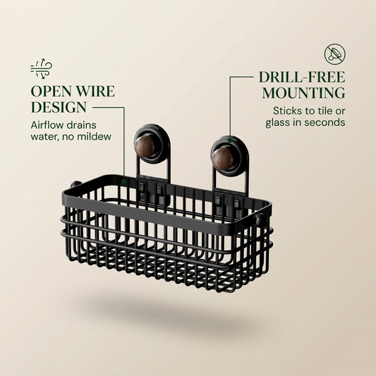 Multi Functional Wall Mounted Metal Storage Basket with Suction Cups