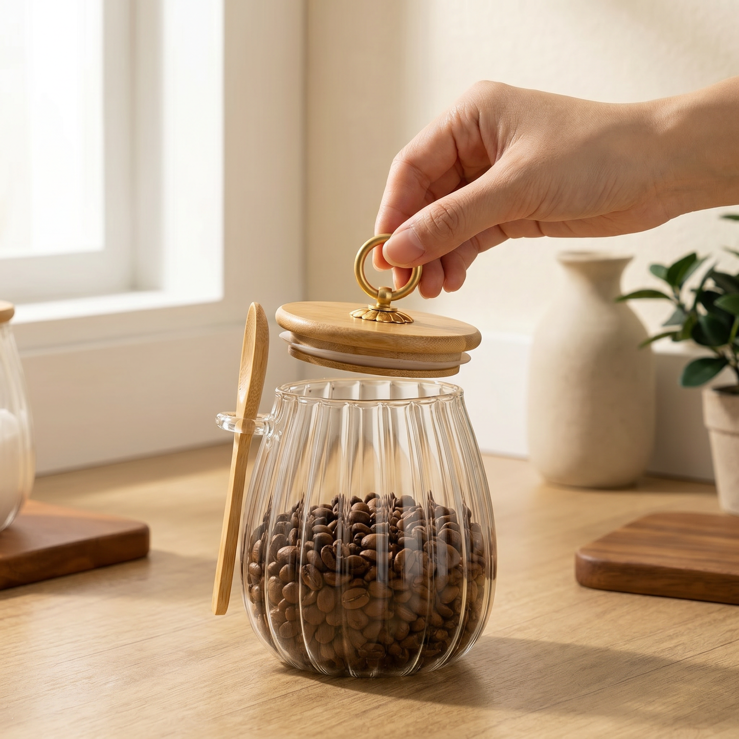 Elegant Airtight Glass Storage Jar with Bamboo Lid