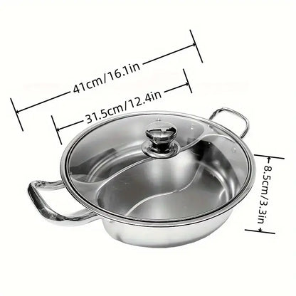 Stainless Steel Dutch Hot Pot with S-Shaped Divider