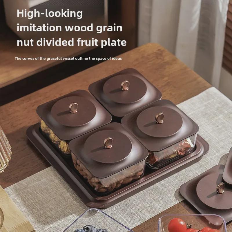Multi-Compartment Decorative Snack Organizer Box with Dustproof Lid Cream