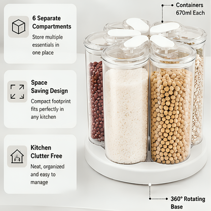Multi Purpose Rotating Food Storage Container (Set of 6)