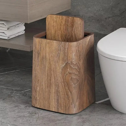 Luxury Wood-Style Trash Bin with Lid