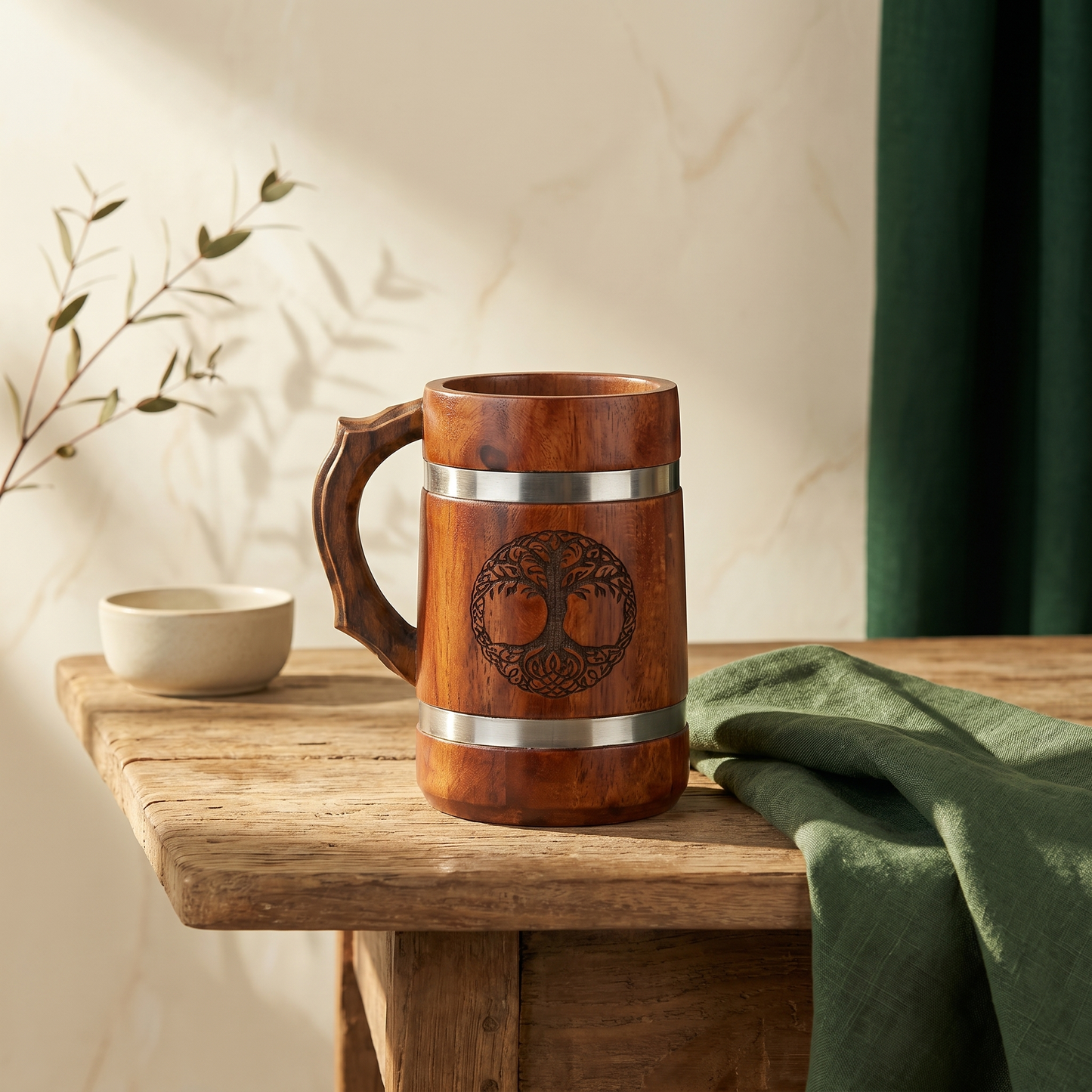Multipurpose Classic Handcrafted Durable Finish Wood Beer Mug