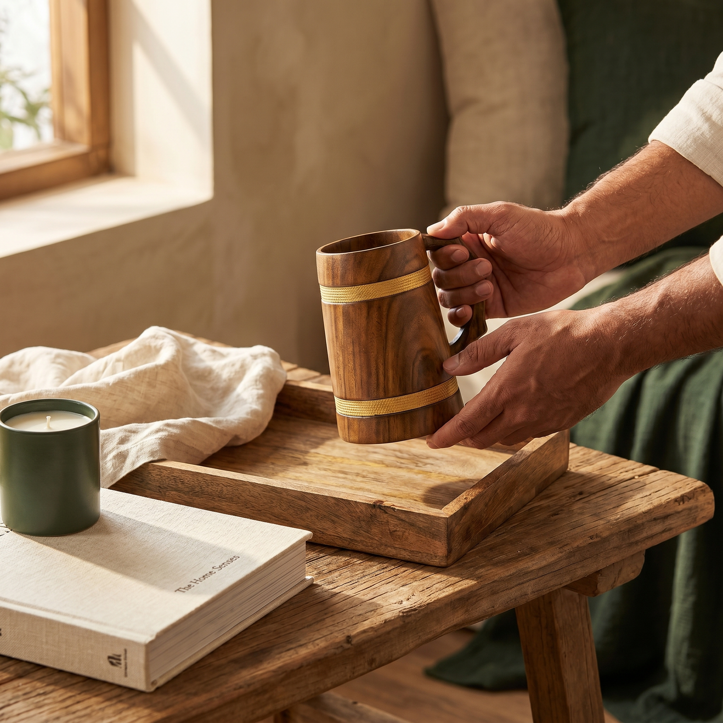 Multipurpose Classic Handcrafted Durable Finish Wood Beer Mug