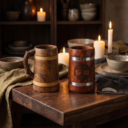 Multipurpose Classic Handcrafted Durable Finish Wood Beer Mug