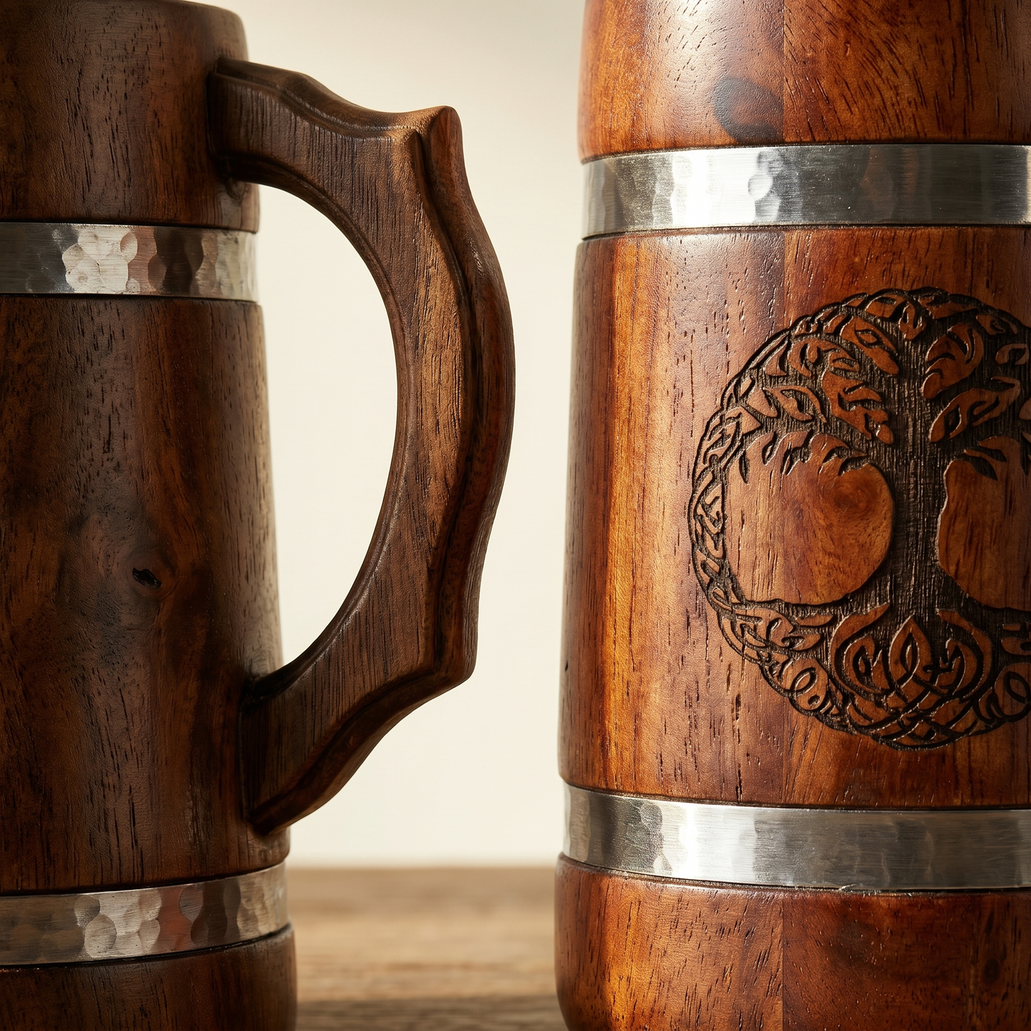Multipurpose Classic Handcrafted Durable Finish Wood Beer Mug