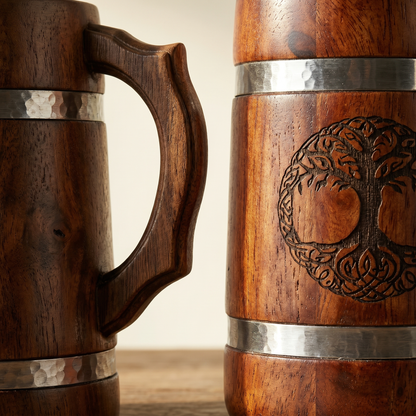 Multipurpose Classic Handcrafted Durable Finish Wood Beer Mug