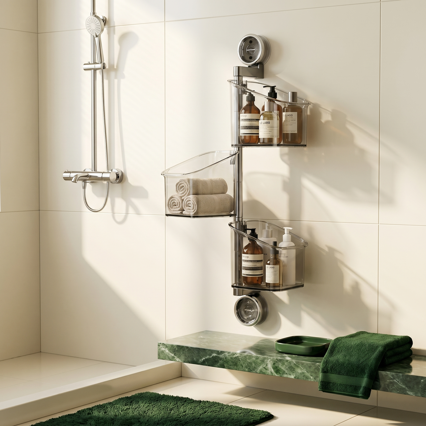 360° Rotating Suction Cup Storage Basket