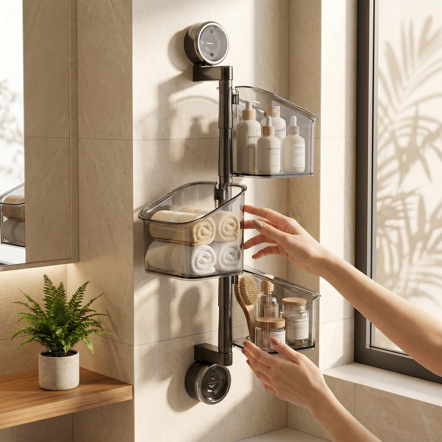 360° Rotating Suction Cup Storage Basket