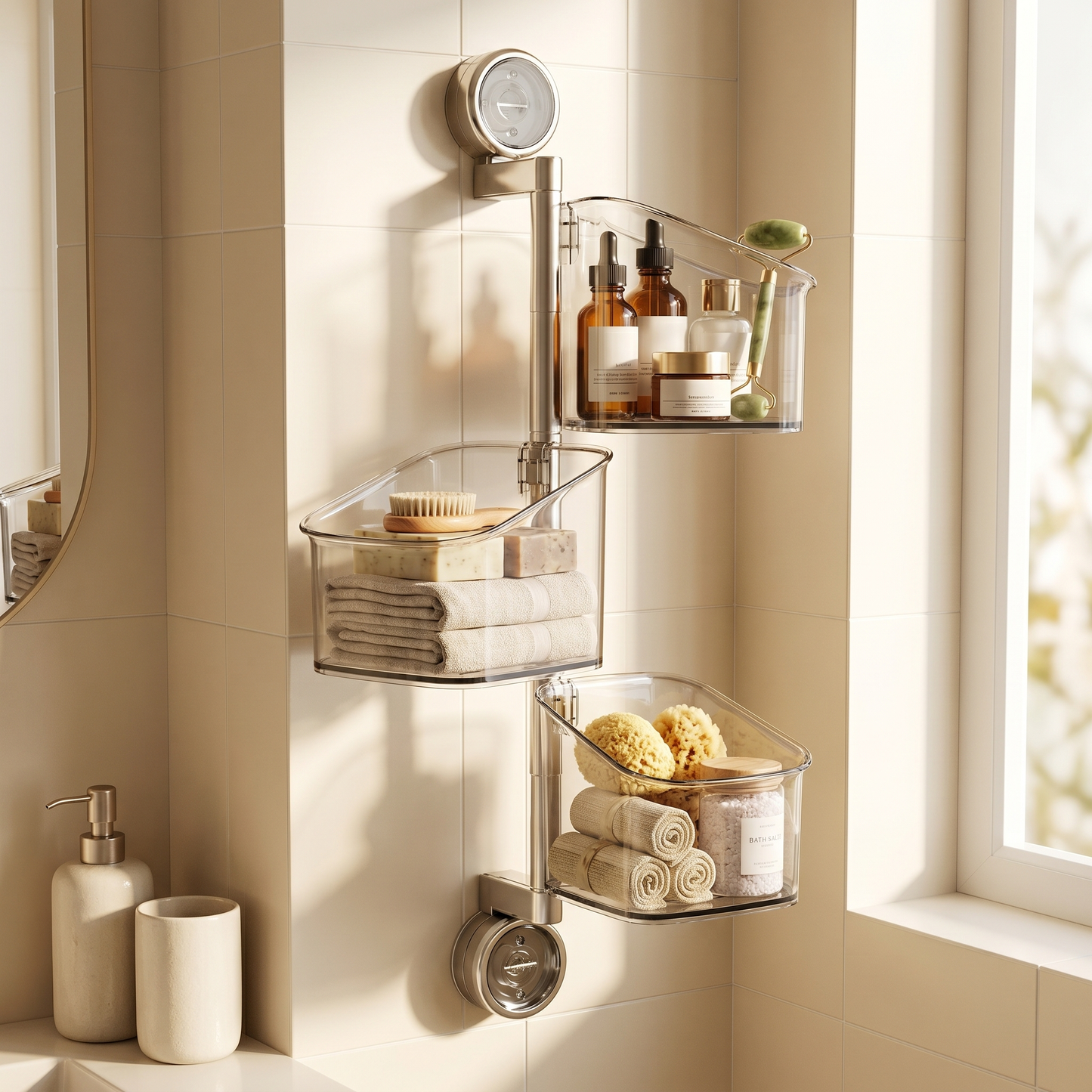360° Rotating Suction Cup Storage Basket