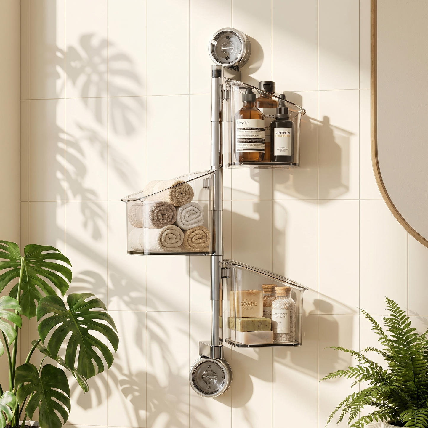 360° Rotating Suction Cup Storage Basket