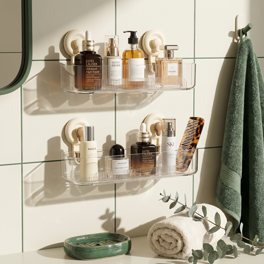 Multi-Purpose Transparent Suction Cup Storage Shelf