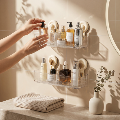 Multi-Purpose Transparent Suction Cup Storage Shelf