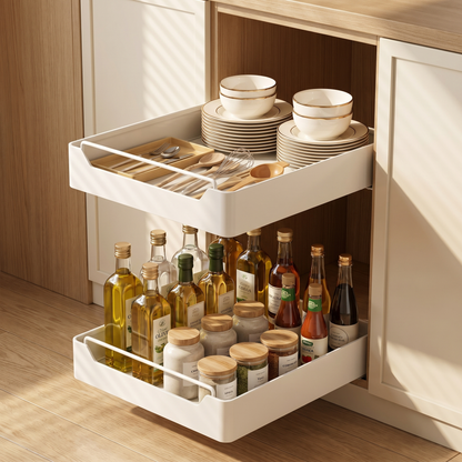 Adjustable Pull Out Cabinet Storage Basket with Soft Close Slides