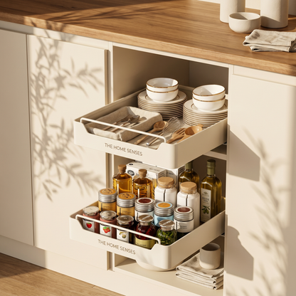 Adjustable Pull Out Cabinet Storage Basket with Soft Close Slides