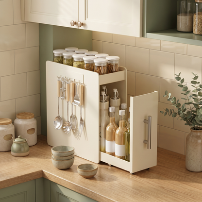 Pull Out Carbon Steel Space Saving Kitchen Storage Organizer with Magnetic Accessories