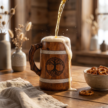 Multipurpose Classic Handcrafted Durable Finish Wood Beer Mug