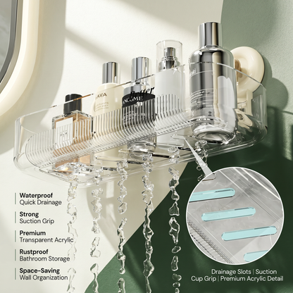 Multi-Purpose Transparent Suction Cup Storage Shelf