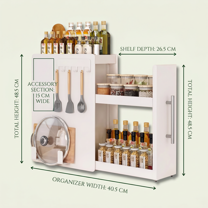 Pull Out Carbon Steel Space Saving Kitchen Storage Organizer with Magnetic Accessories
