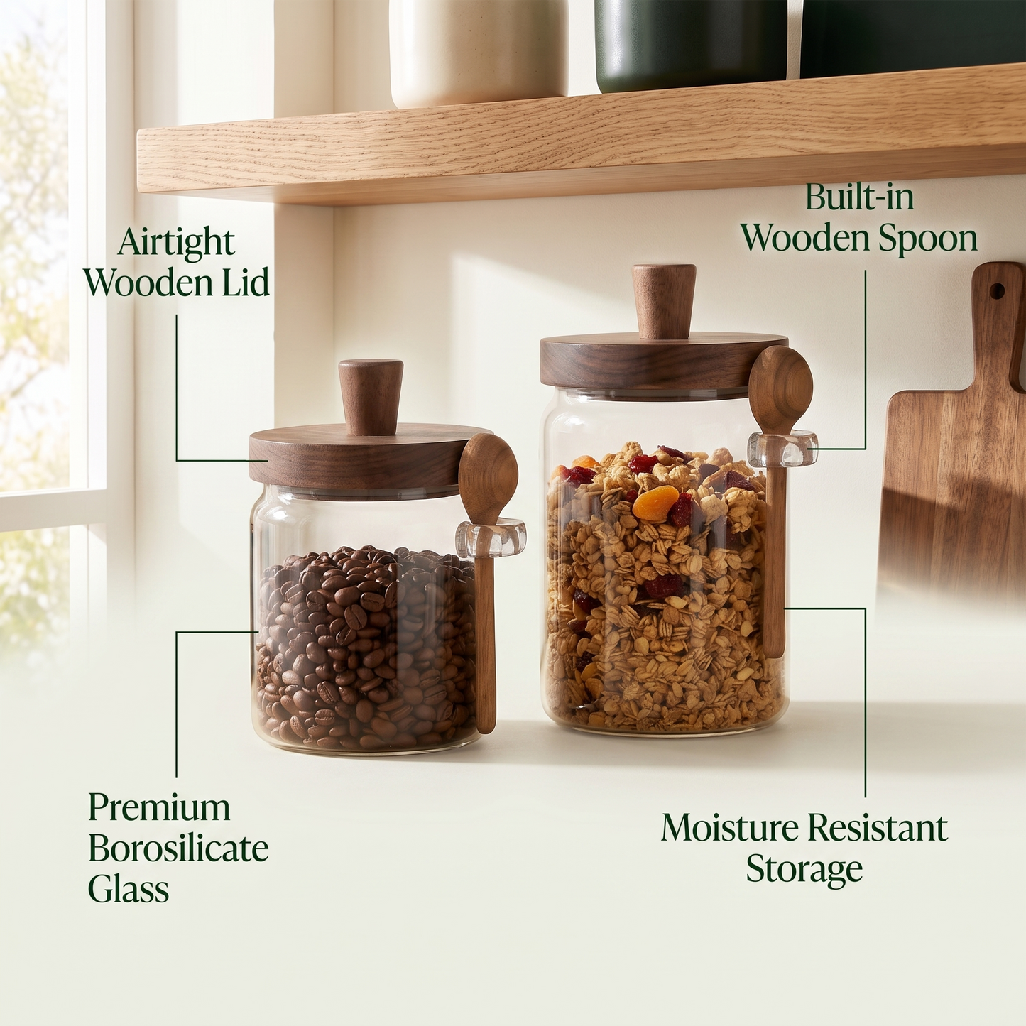 Airtight Glass Storage Jars (Set of 2)