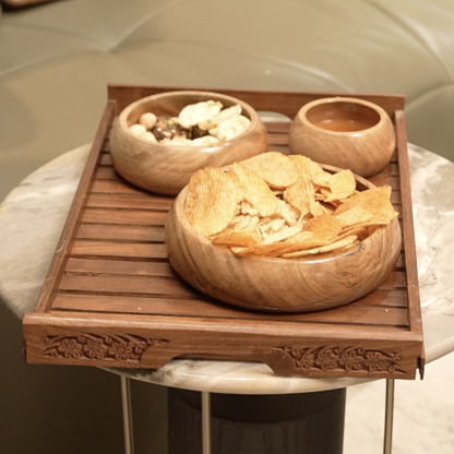 Premium Sheesham Wooden Tray Set of Three Sizes for Modern Homes