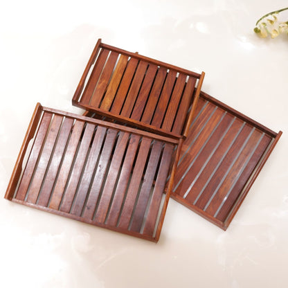 Premium Sheesham Wooden Tray Set of Three Sizes for Modern Homes