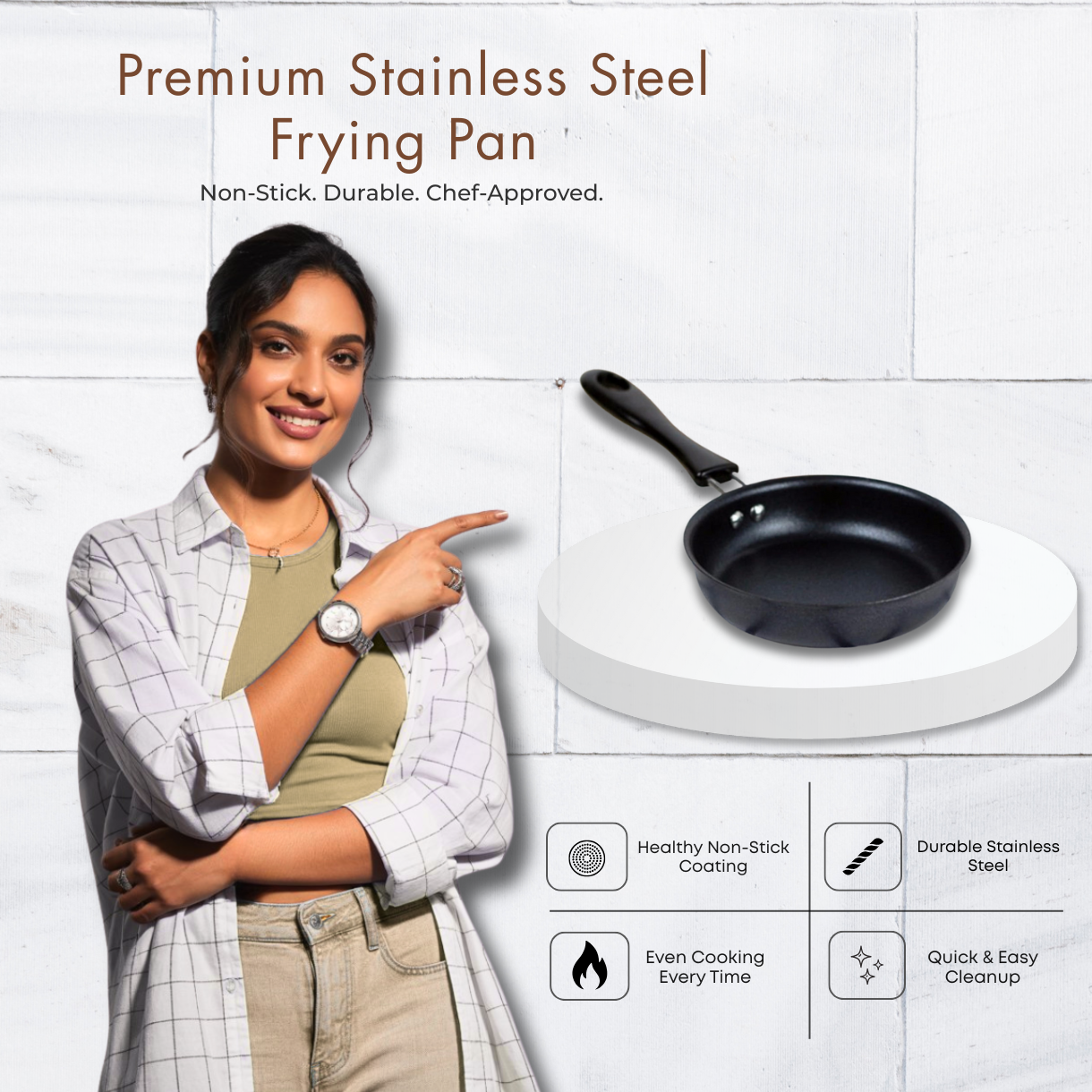 Premium Stainless Steel Non-Stick Frying Pan