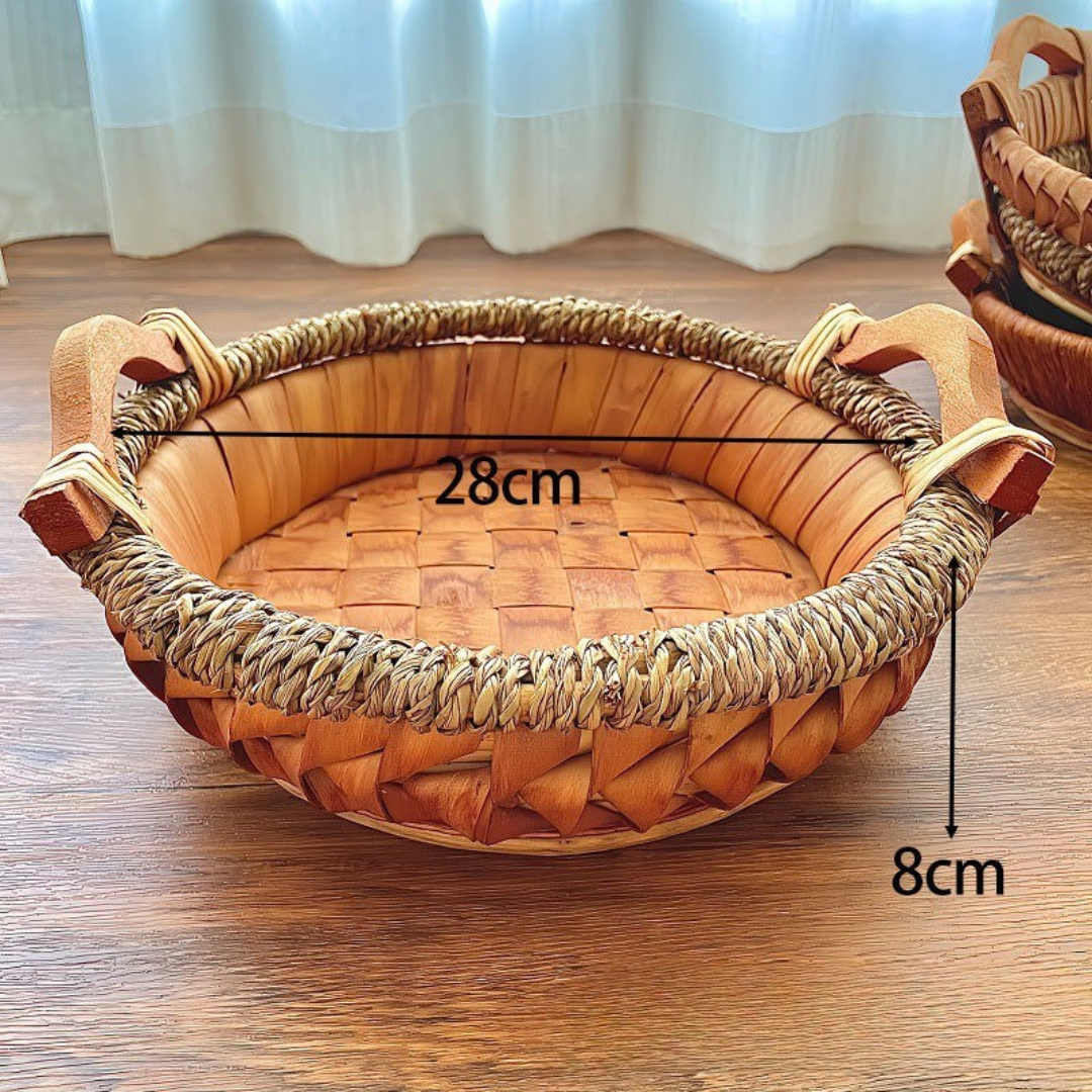 Multi-Use Natural Rustic Finish  Elegant Handwoven Storage Tray